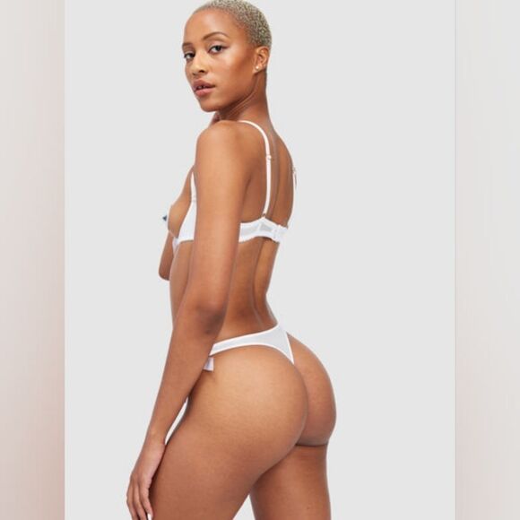 Diaz Satin And Bow Open Cup Bra Set - Picture 2 of 6